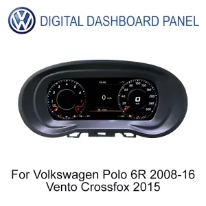 Prelingcar Painel de instrumentos digital LCD de 9 polegadas com vista frontal para VW Polo 6R 2008-2016, Vento e CrossFox 2015