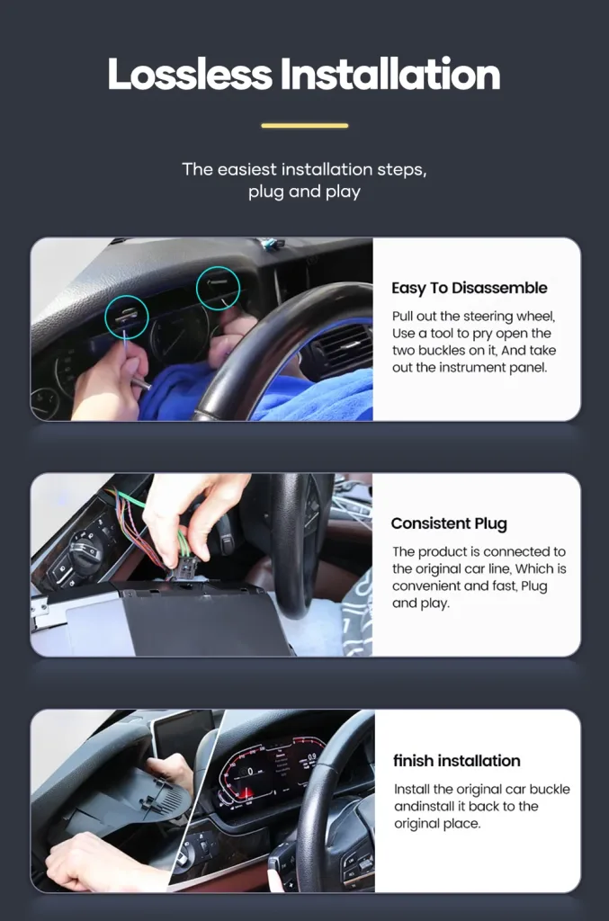 Mercedes C GLC digital cluster installation steps with plug and panel removal