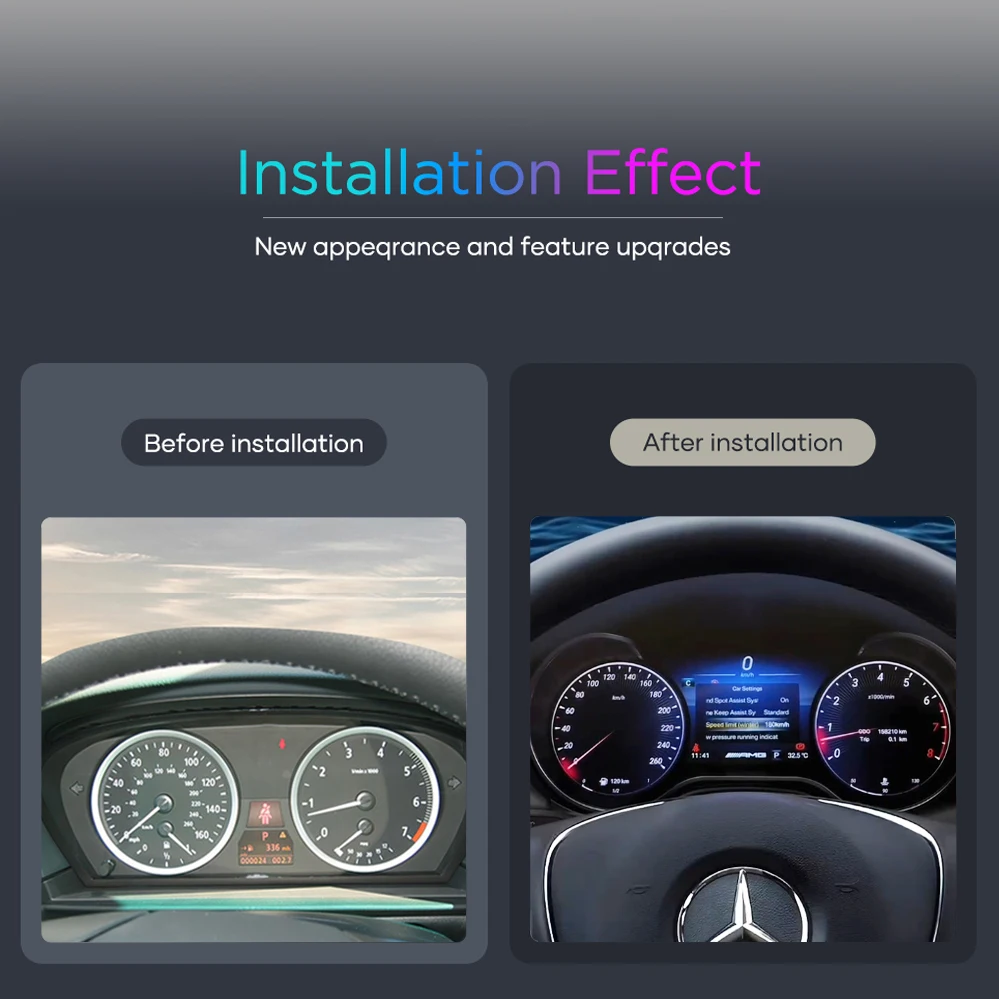 Mercedes C GLC digital cluster before and after dashboard upgrade comparison