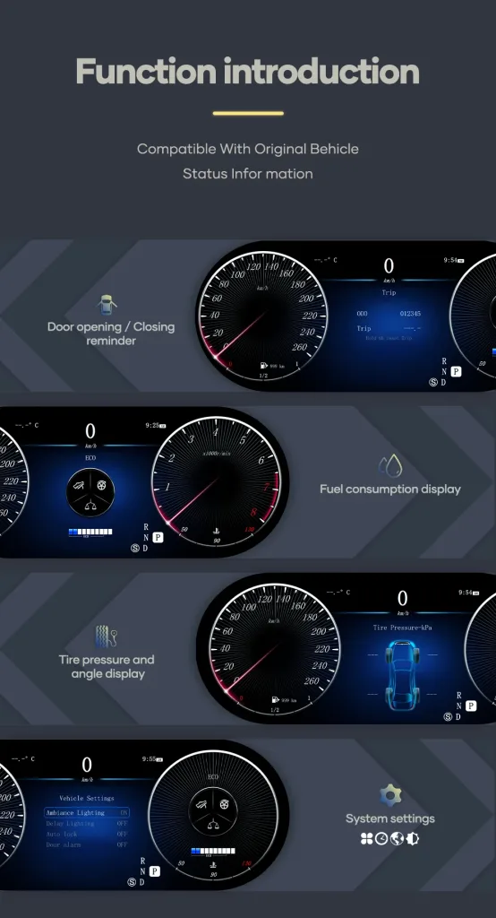 Mercedes C GLC digital cluster function introduction for vehicle status information