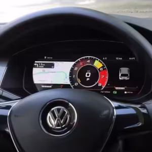Volkswagen Passat Digital Instrument Cluster 2016–2017 5 Installed Volkswagen Passat Digital Instrument Cluster 2016 2017 showing 12.3 inch IPS LCD dashboard in cockpit