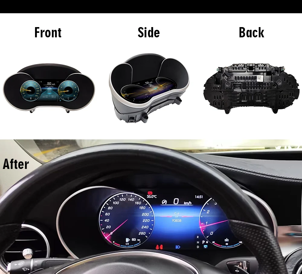 Mercedes C GLC digital cluster front side and back housing view