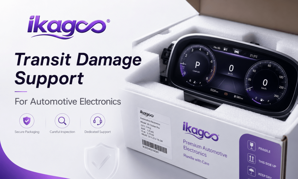 Assistência em caso de danos durante o transporte para produtos eletrónicos automóveis, com análise imparcial das provas relativas a encomendas danificadas, peças em falta e problemas de entrega na iKAGOO.
