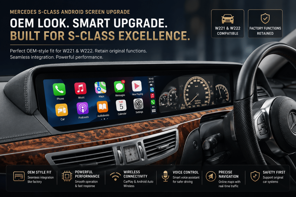 Unidade central Android do Mercedes Classe S para W221 e W222: Ajuste ao estilo OEM e manutenção das funções de fábrica