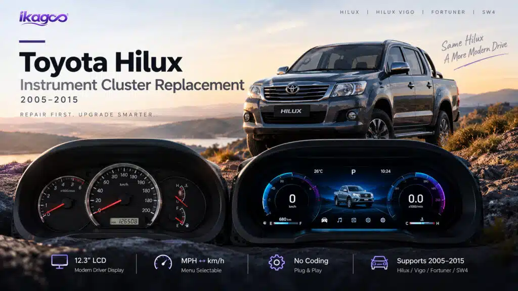 Passos de instalação sem perdas do painel digital Toyota Hilux Fortuner
