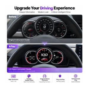 MINI Cooper F55 F56 F57 digital instrument cluster before and after comparison