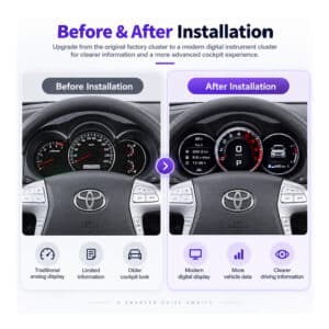 Toyota Hilux Vigo Fortuner SW4 digital instrument cluster before and after installation