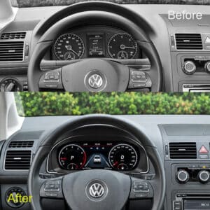 painel digital vw touran antes e depois da atualização
