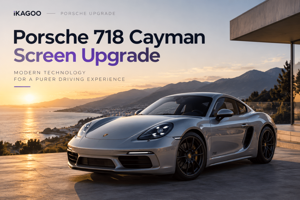 Atualização do ecrã do Porsche 718 Cayman com ecrã duplo de 12.3 polegadas e CarPlay sem fios